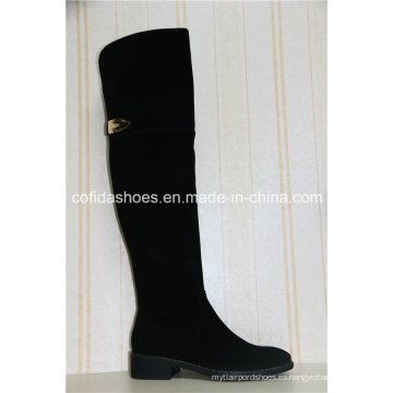 Moda sexy invierno caliente largo señora botas de cuero